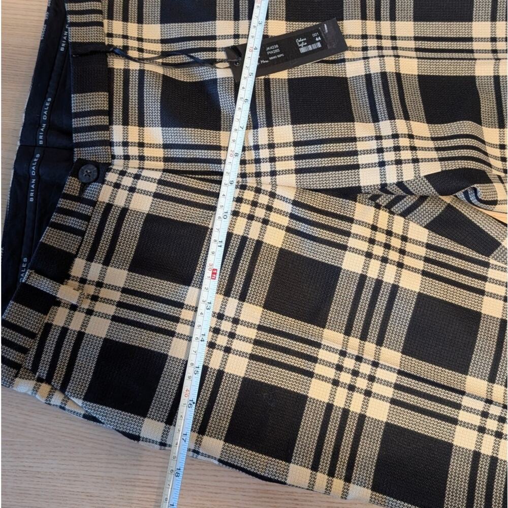 Brian Dales Pants Womens IT 44/M Black/Cream Check Plaid Wool Mid-rise Chino NWT - Picture 7 of 12